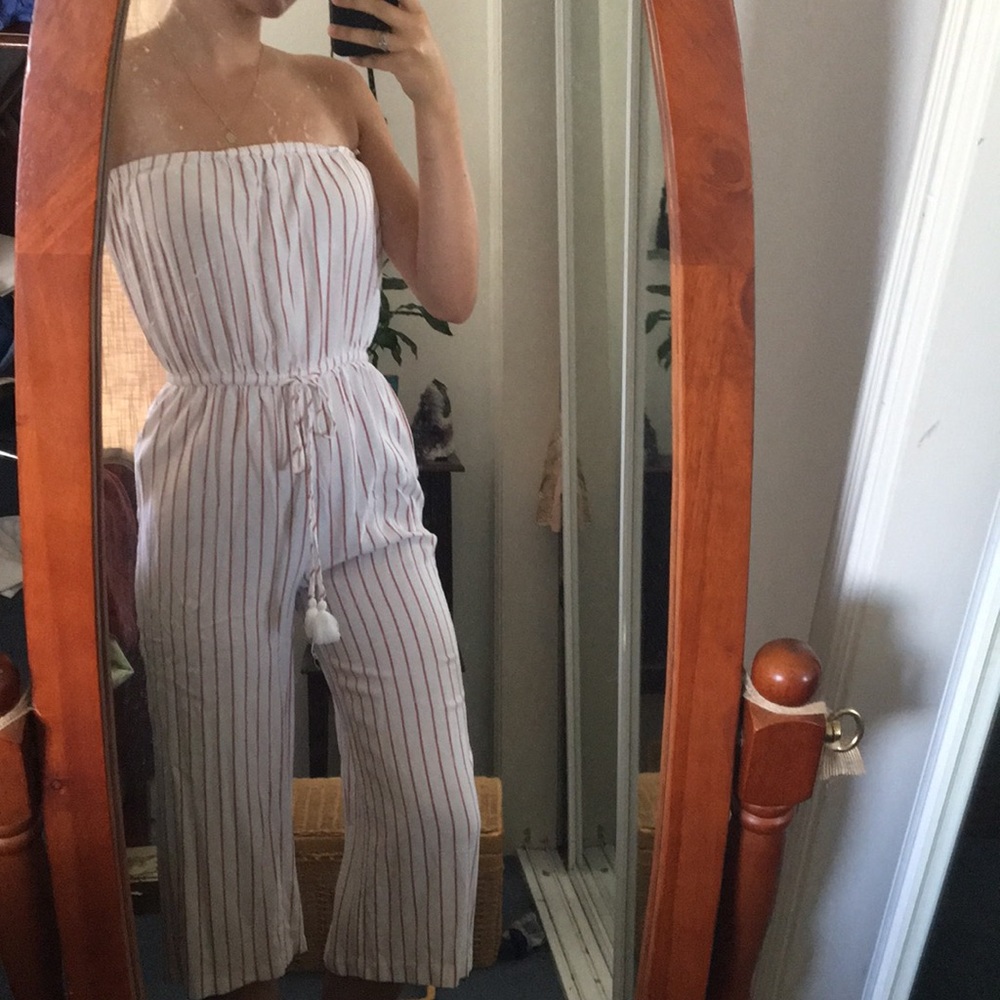 White striped romper. Super cute and comfy